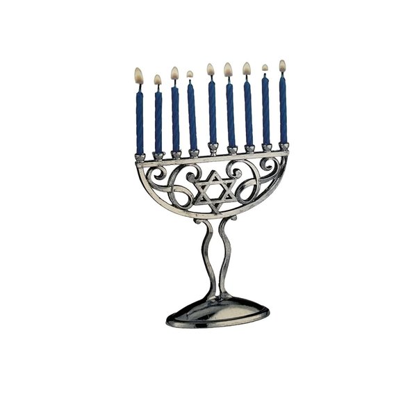 Rite Lite Mini Menorah Silver and Chanukah Candles Set Blue Pack of 44 Candles - Picture 2 of 11